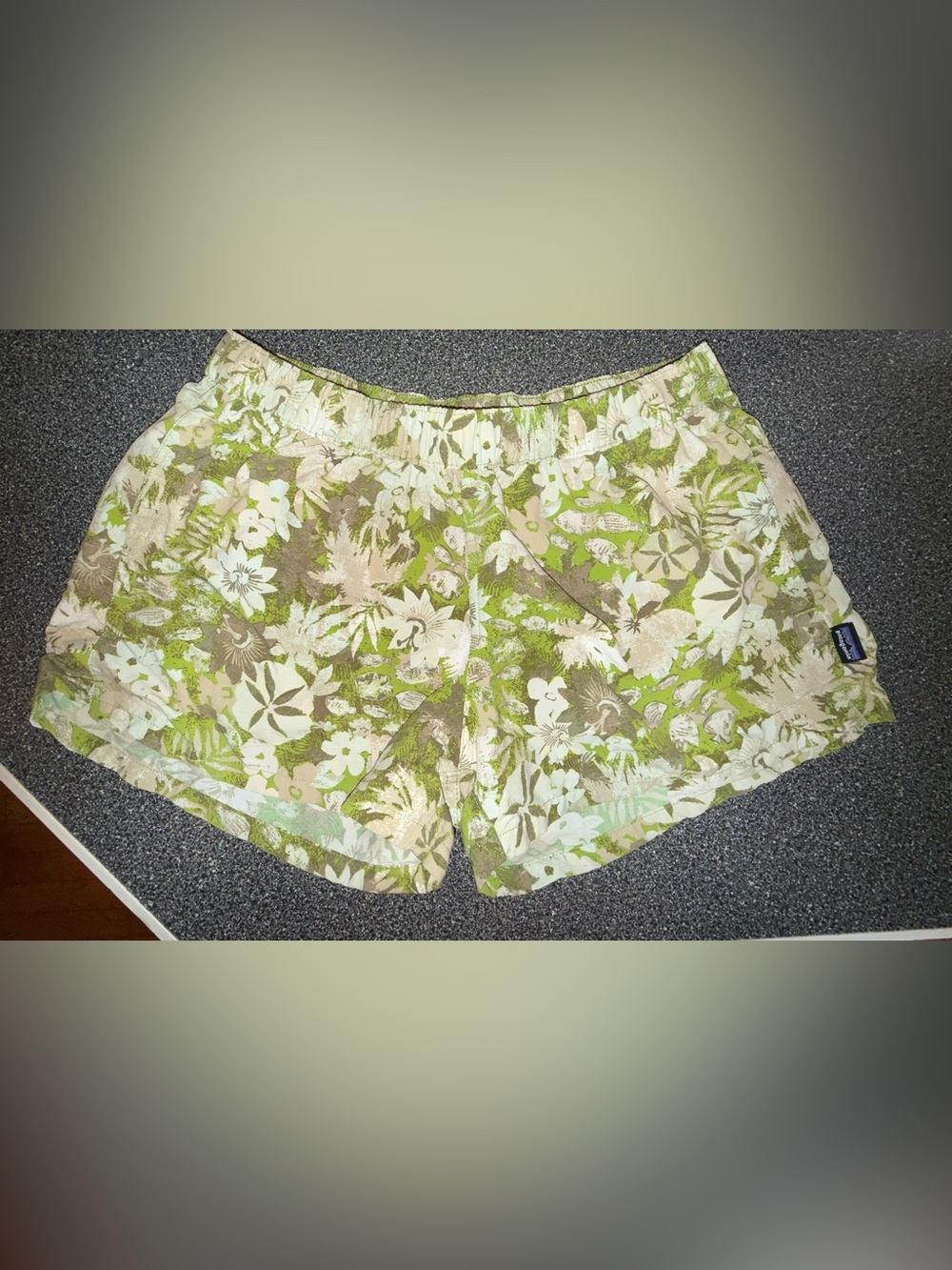 Patagonia Women’s Floral Green Elastic-Waist Casual Shorts Size Adult Medium